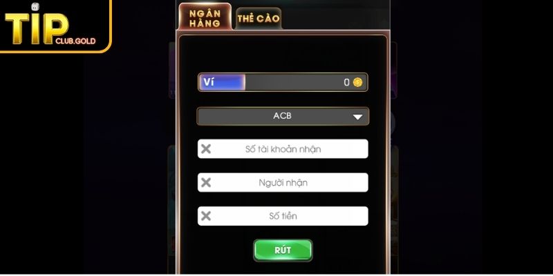 Rút Tiền TIPCLUB Với Hướng Dẫn Và Những Quy Định Quan Trọng 2 Chọn mục rút tiền trên trang chủ